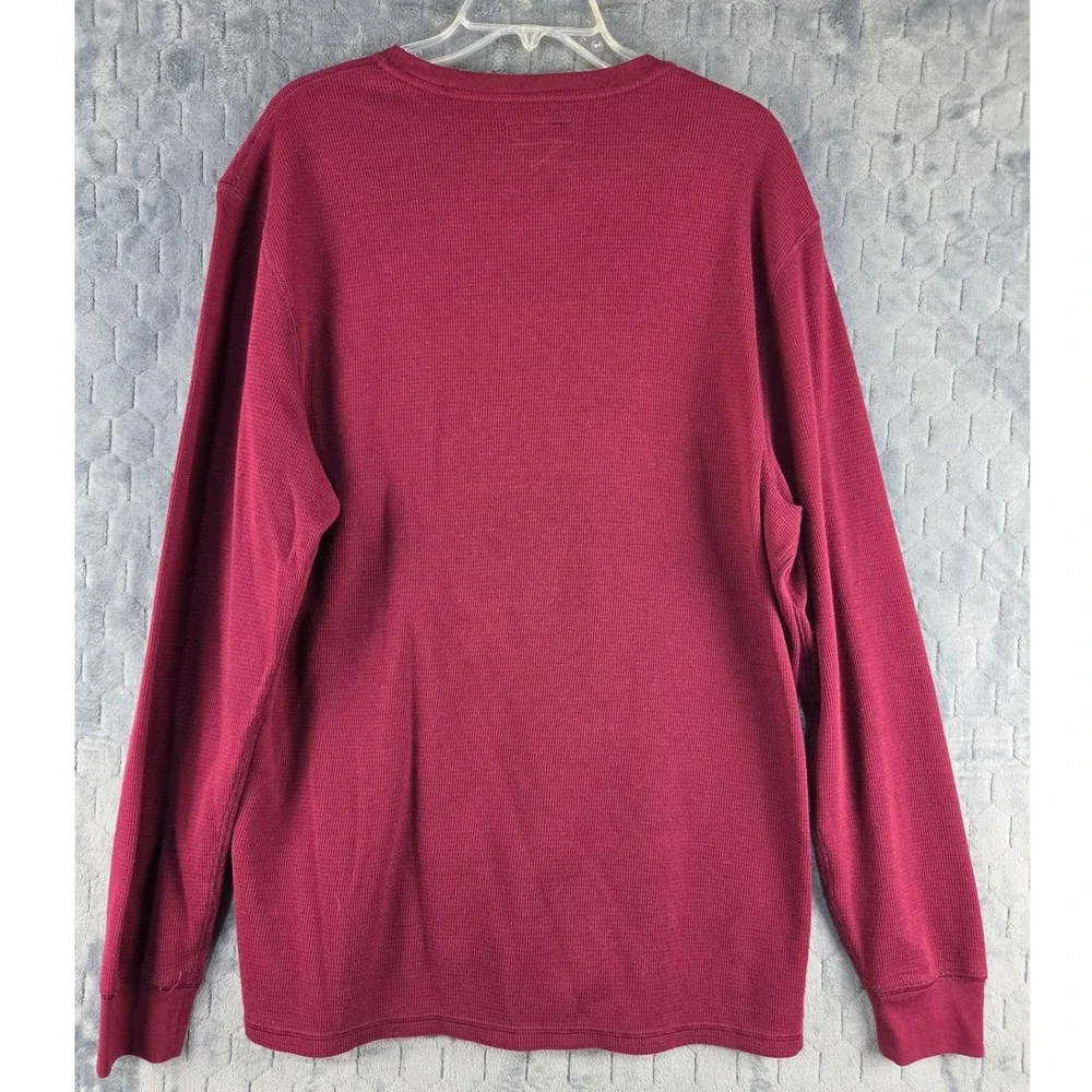 Polo Ralph Lauren Mens XL Burgundy Waffle Knit Thermal Long Sleeve Shirt Maroon